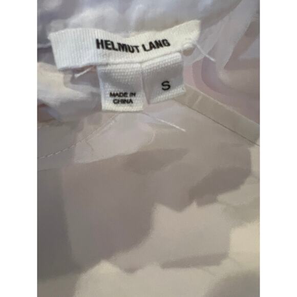 Helmut Lang Boxy Short Sleeve Multi media Collarless Top Cotton Silk Ivory - Picture 5 of 6